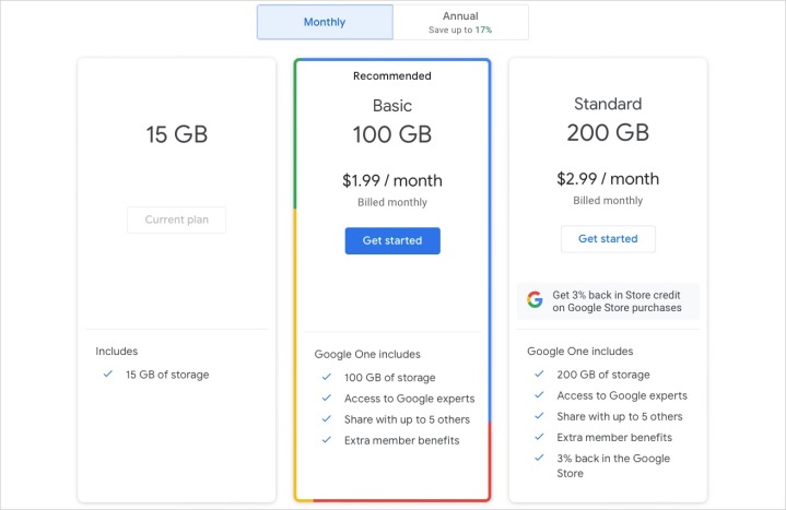 برنامه های Google One.