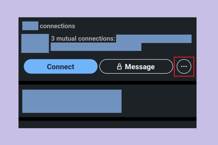 دکمه سه نقطه More در اپلیکیشن موبایل لینکدین اندروید.