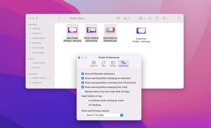 نمایش نام فایل ها در Finder در MacOS
