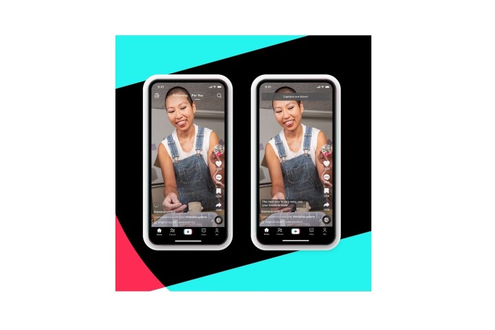 دو گوشی هوشمند اضافه شده است که ویدیوی TikTok را قبل و بعد از آن نشان می دهد.