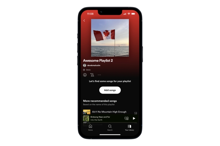 را "آهنگ ها را اضافه کنید" دکمه در برنامه موبایل Spotify.