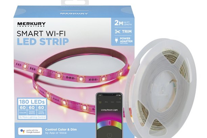 نوارهای LED هوشمند Merkury Innovations در بسته بندی خرده فروشی خود.