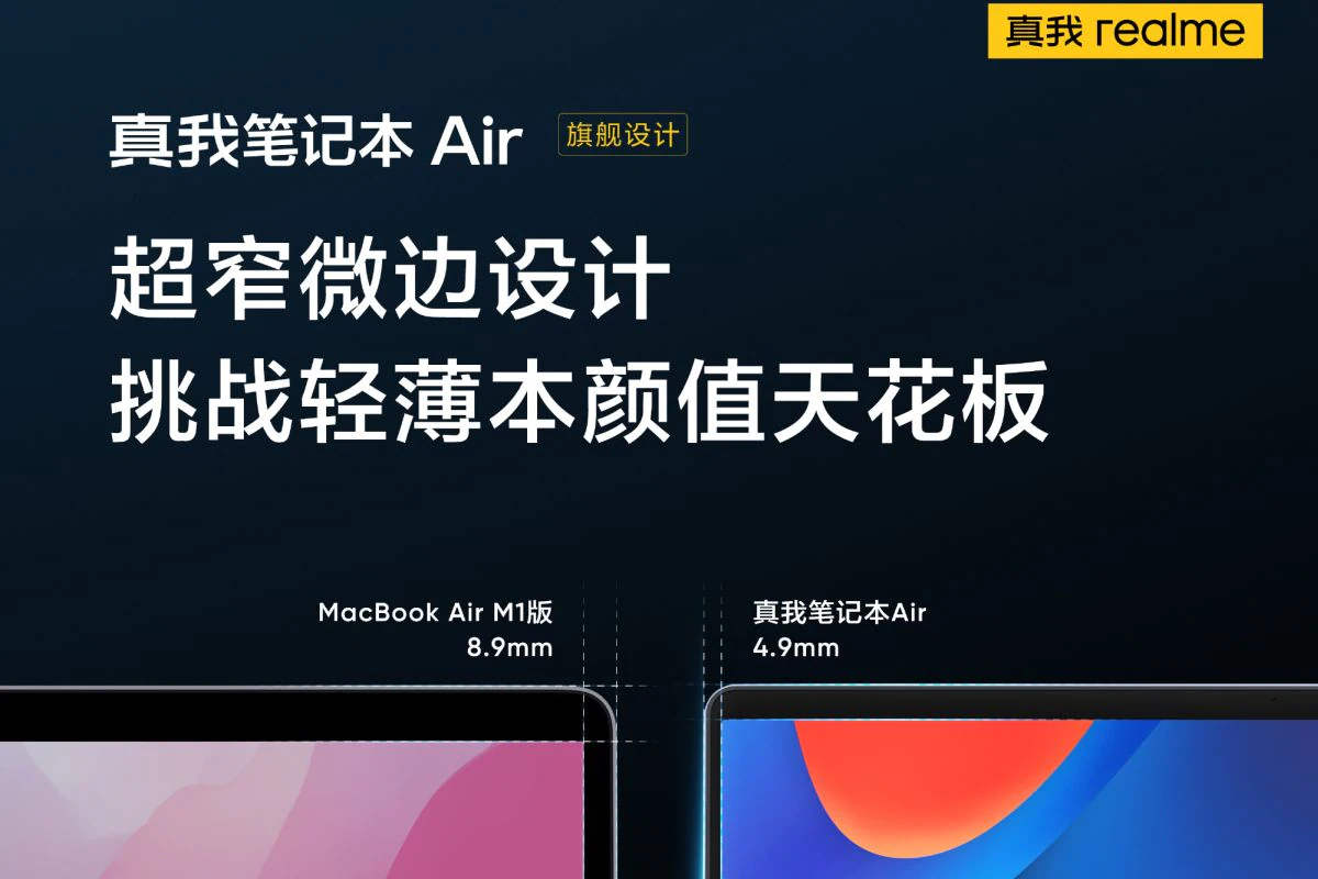 Realme Notebook Air With 4.9mm Wide Bezels to Launch on July 12; Colour Options Tipped