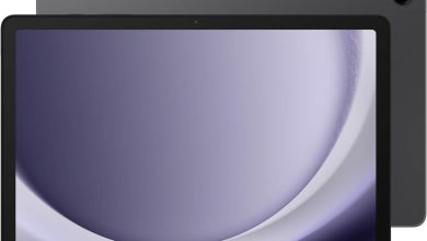 Samsung Galaxy Tab A9+ on a white background.